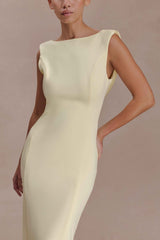 Lemon Galilea Crepe Draped Maxi Dress