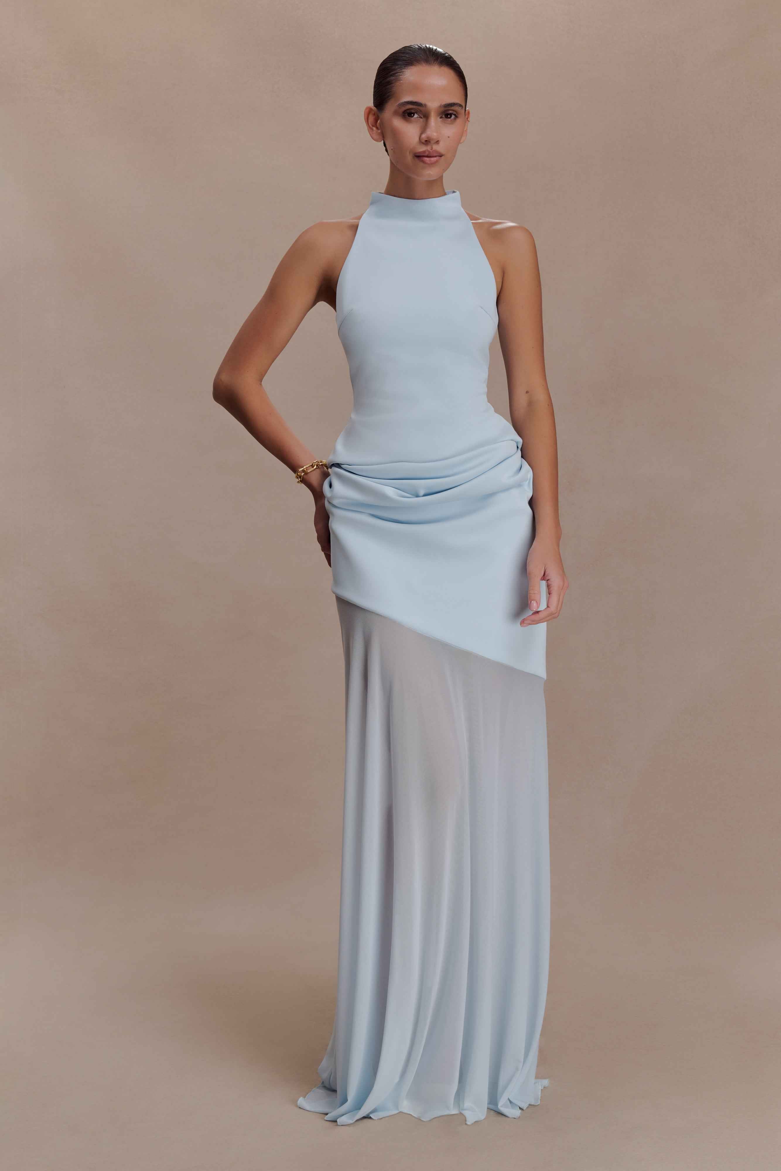 Portia Pale Blue Maxi Skirt
