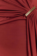 Veda Russet Slinky Halter Maxi Dress