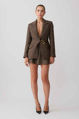 Romy Herringbone Mini Skirt with Statement Hardware