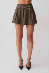 Romy Herringbone Mini Skirt with Statement Hardware