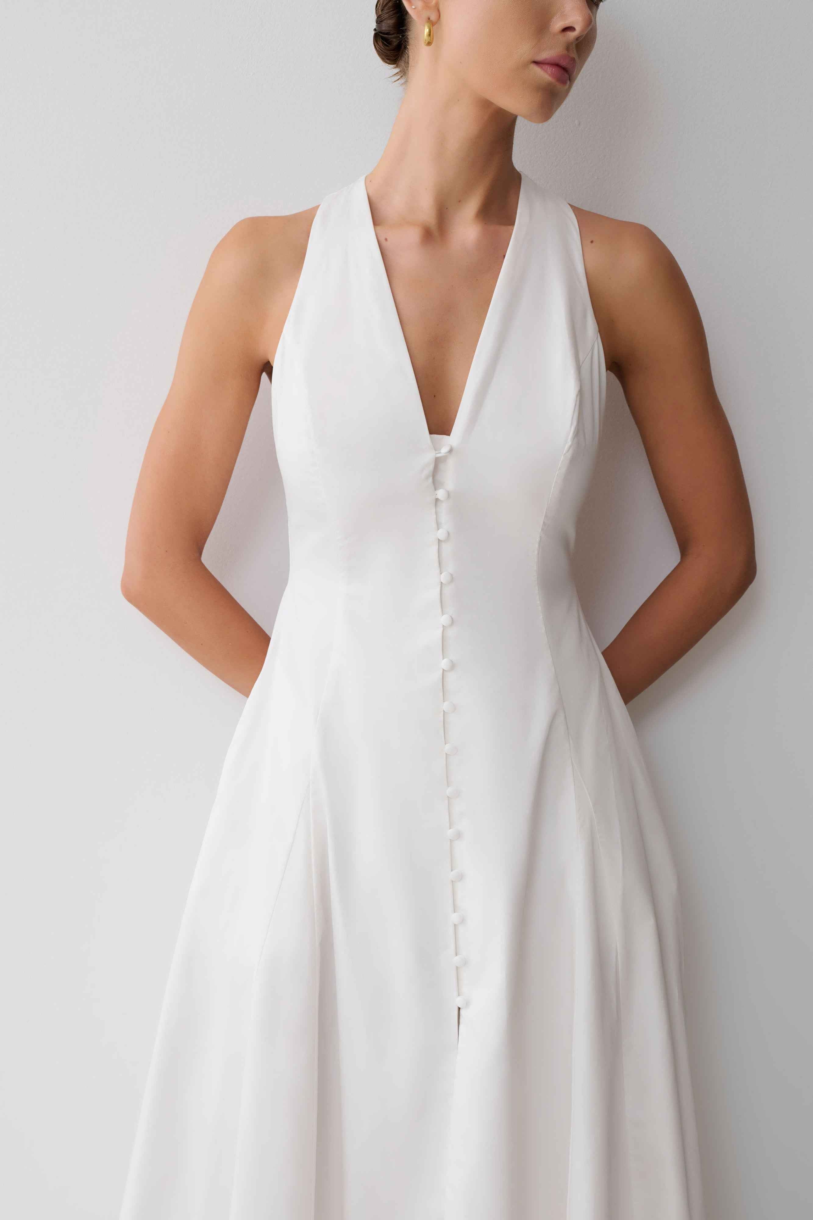 Cornelia Button Down Maxi Dress - White
