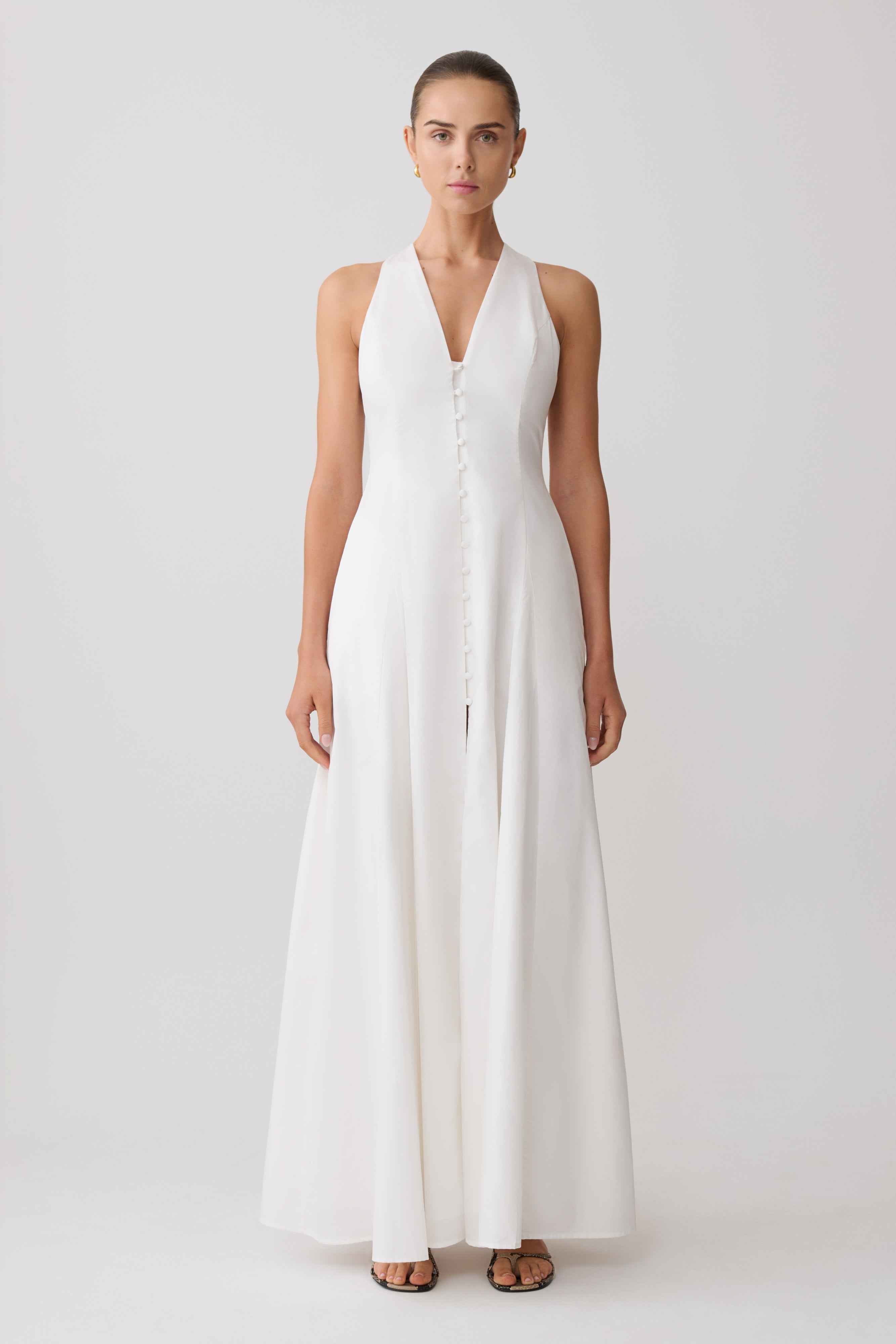 Cornelia Button Down Maxi Dress - White