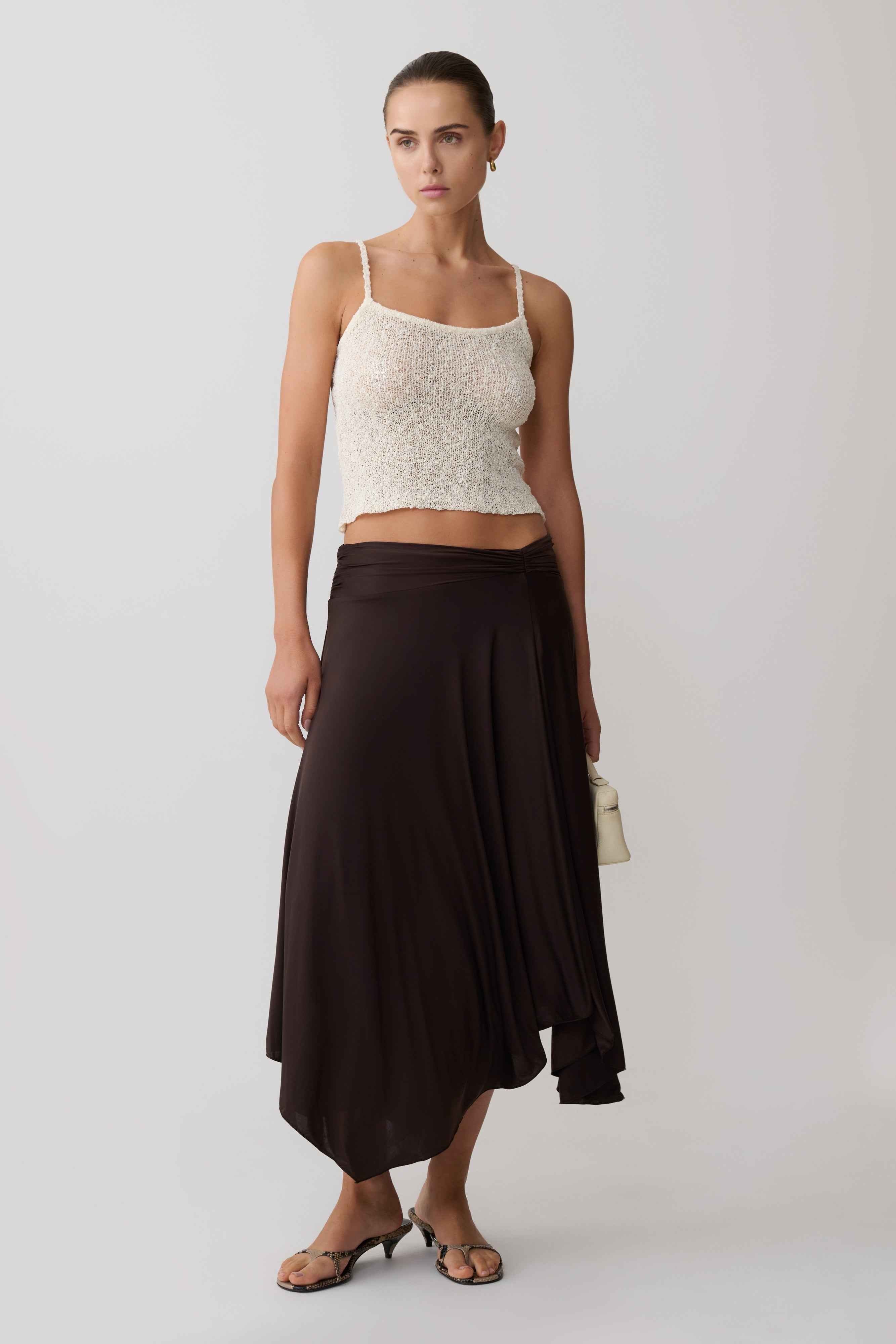 Cornelia Dark Chocolate Midi Skirt