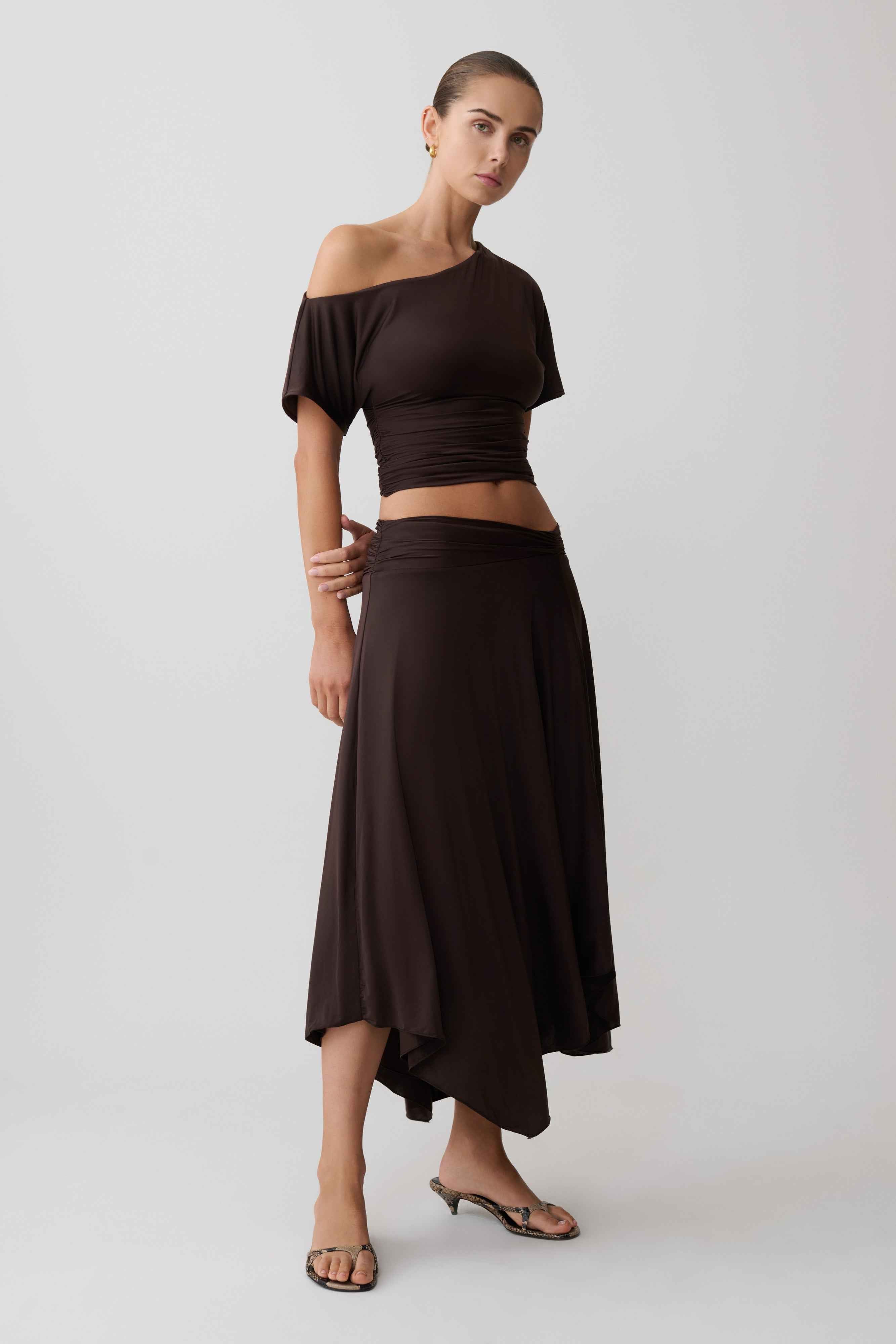 Cornelia Dark Chocolate Midi Skirt