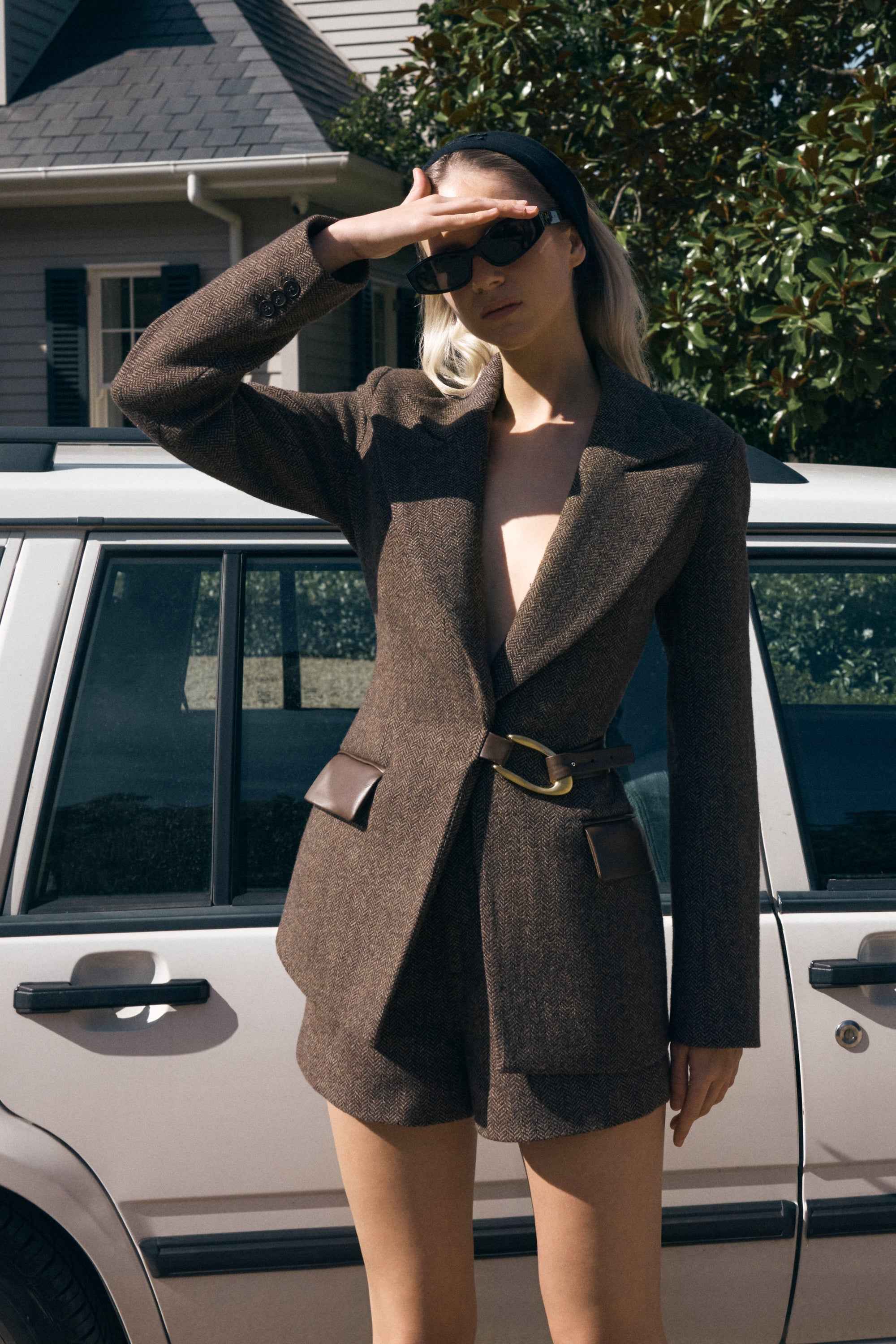 Romy Herringbone Blazer with Hardware
