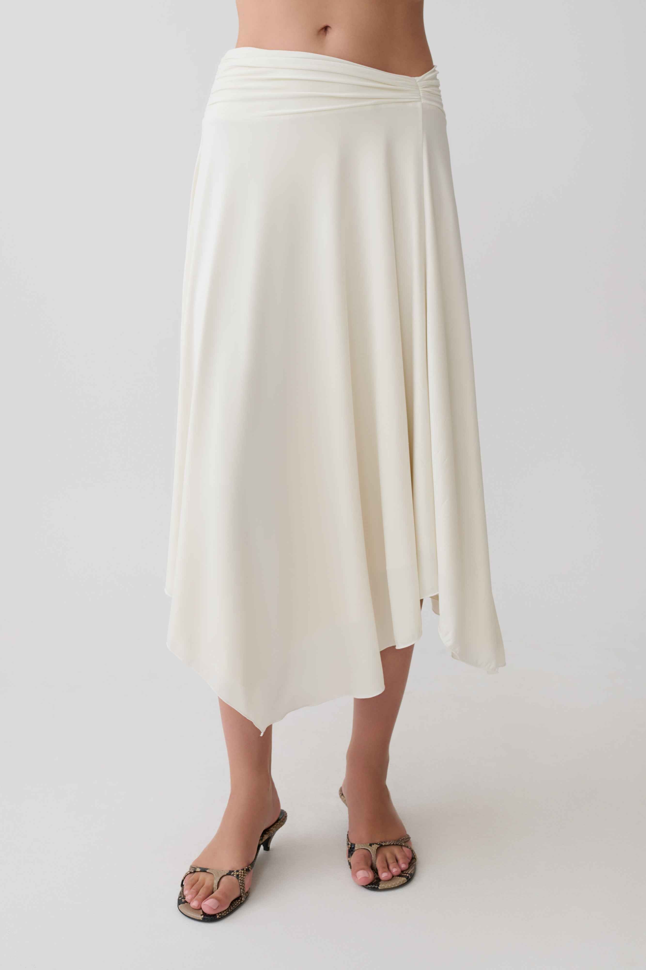 Cornelia Ivory Slinky Midi Skirt