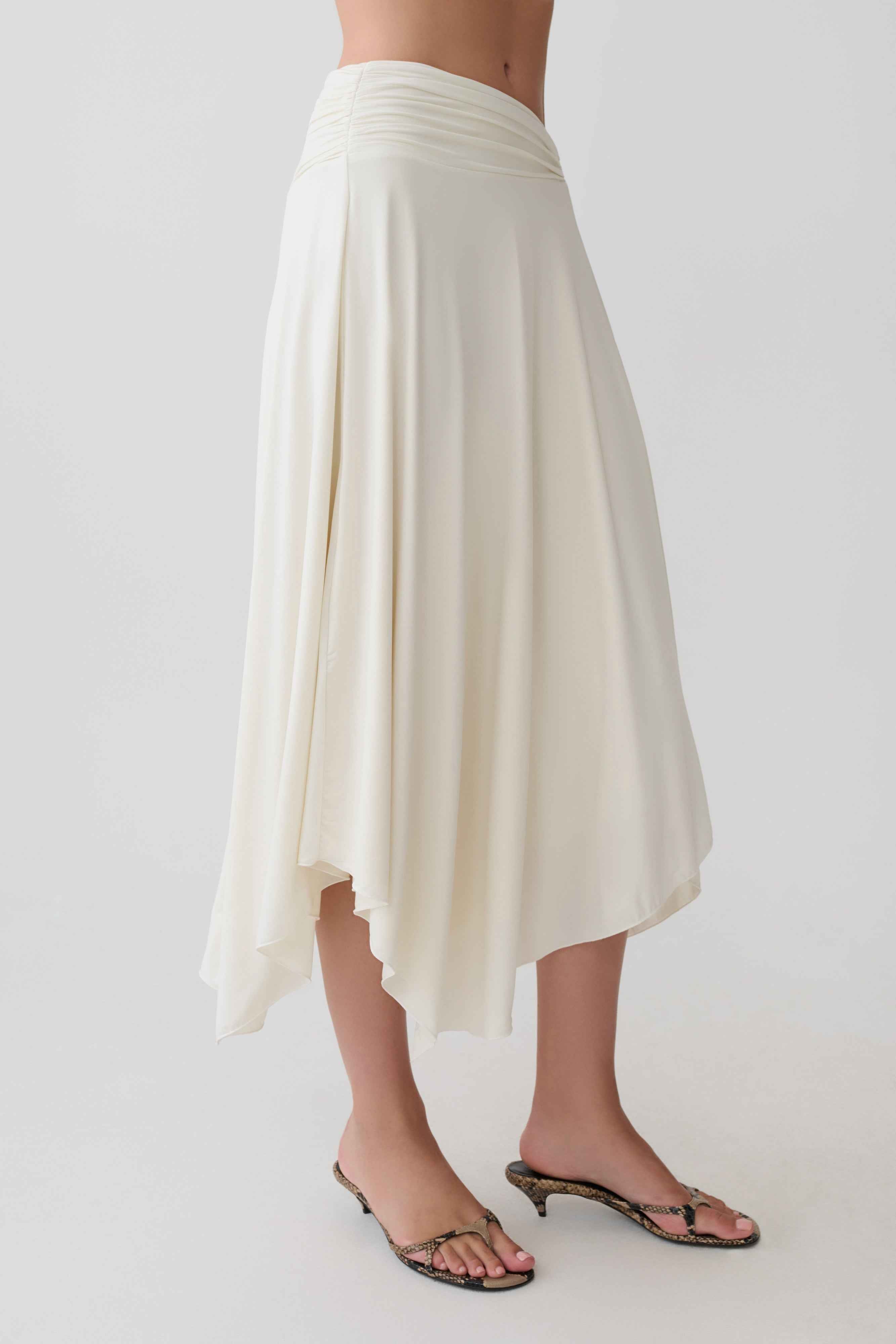 Cornelia Ivory Slinky Midi Skirt