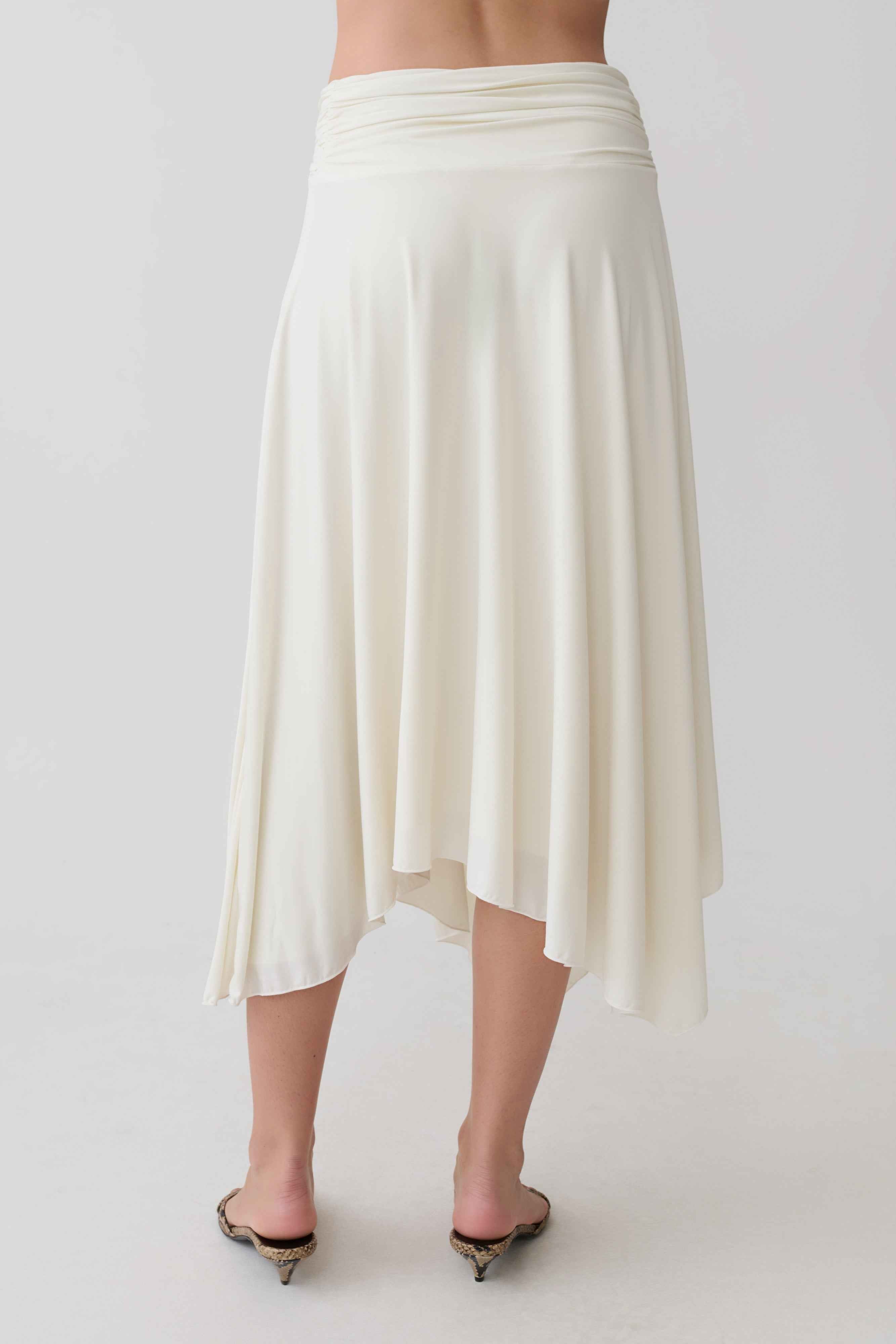 Cornelia Ivory Slinky Midi Skirt