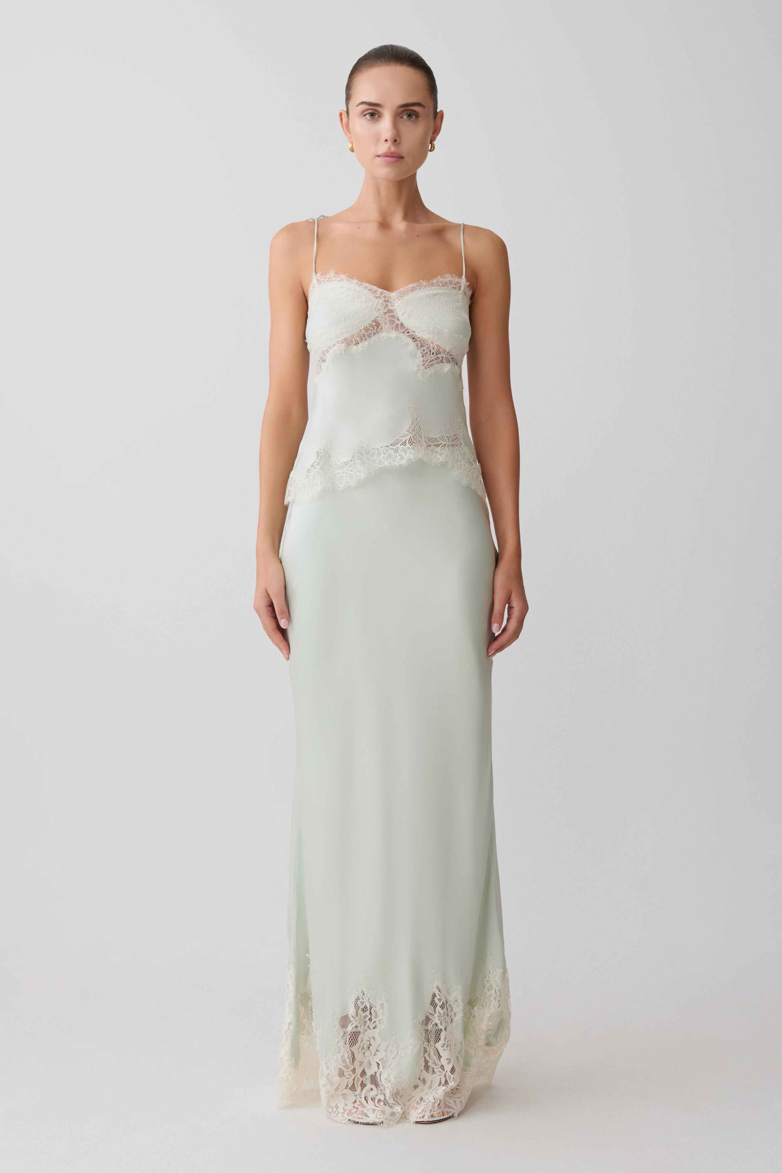 Nina Sage Satin Lace Camisole