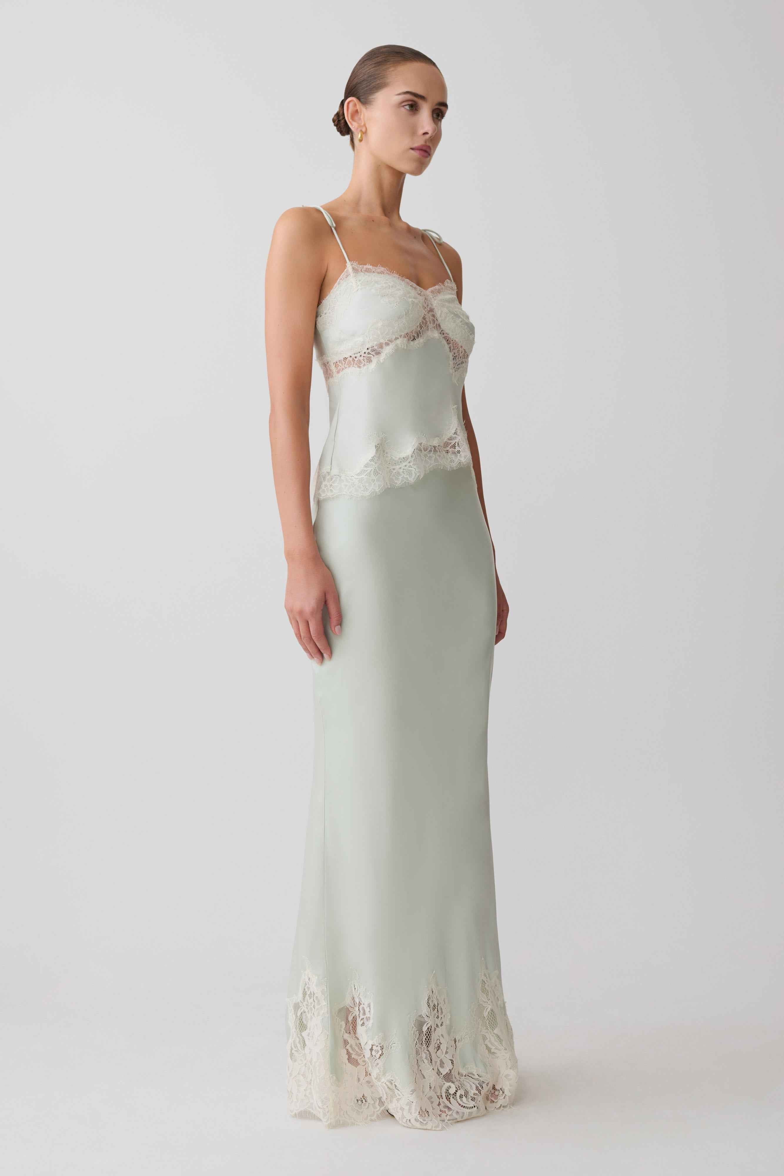 Nina Sage Satin Lace Camisole
