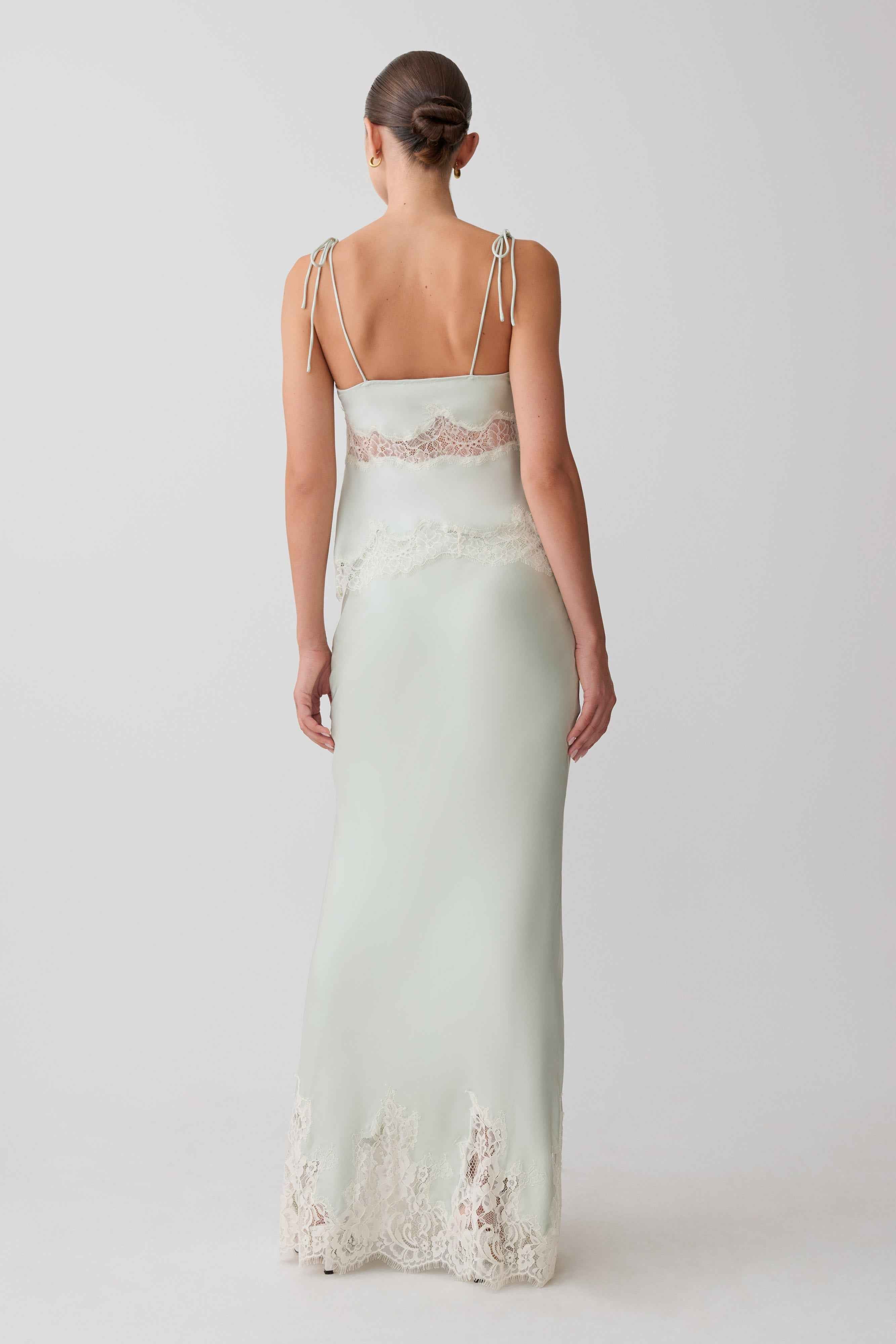 Nina Sage Satin Lace Camisole