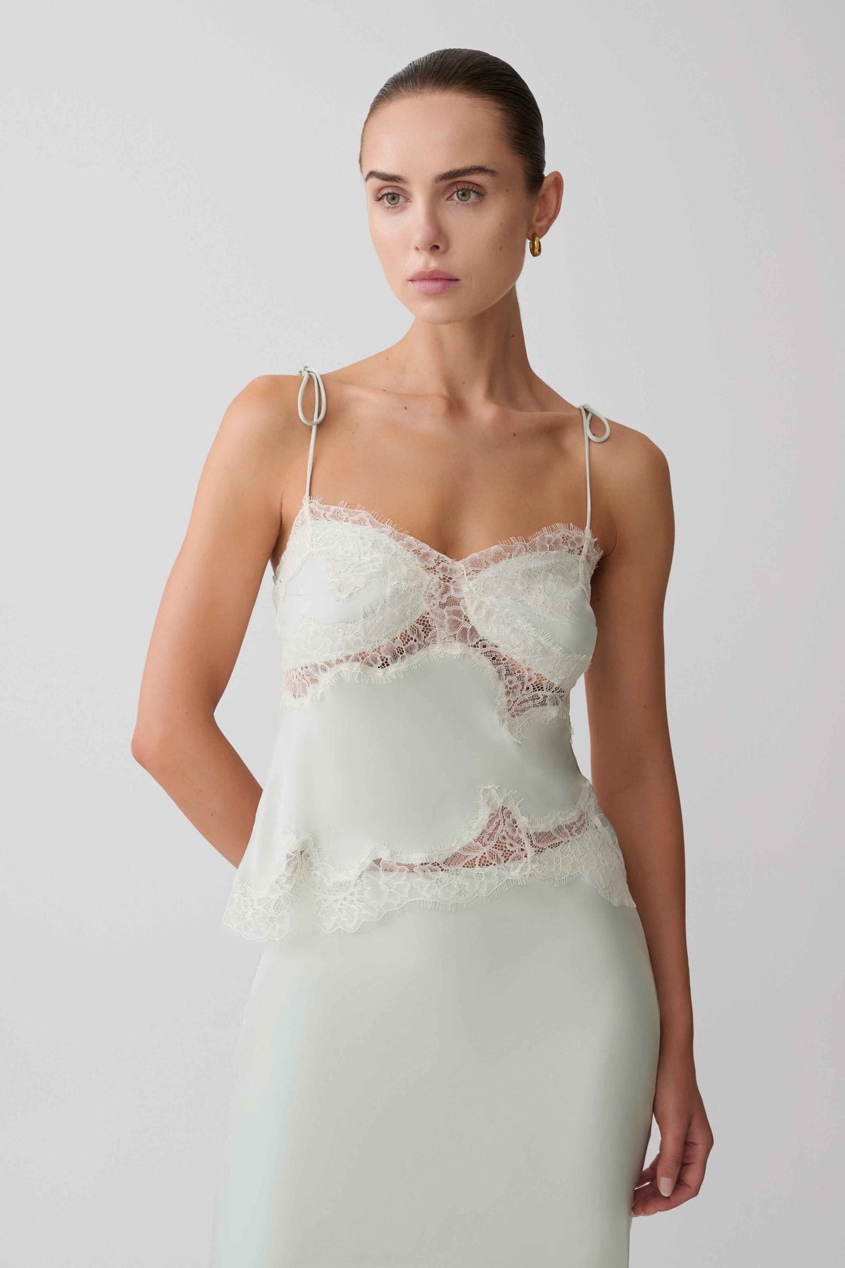 Nina Sage Satin Lace Camisole