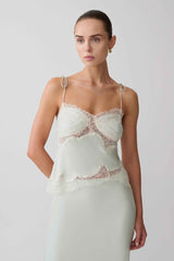 Nina Sage Satin Lace Camisole
