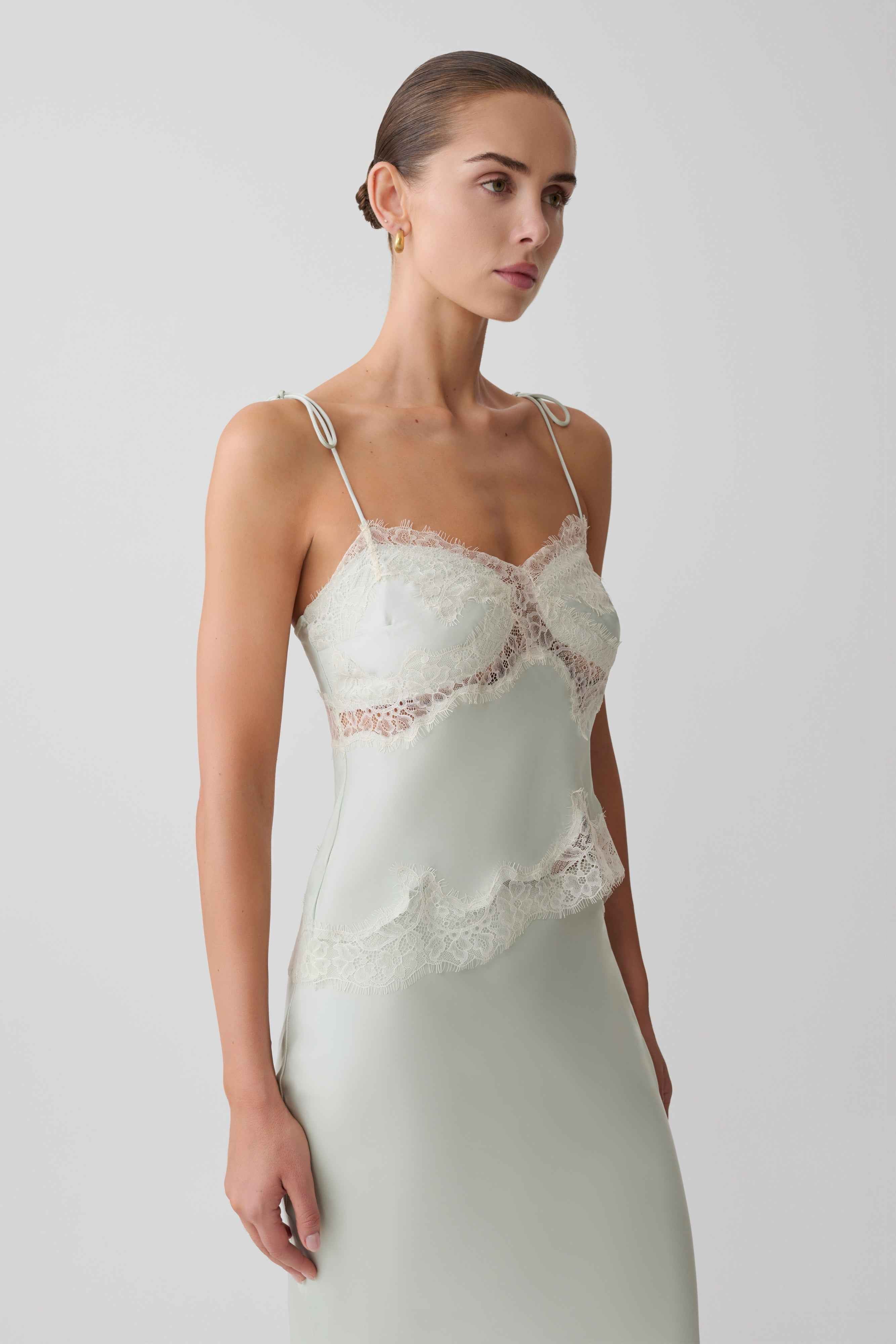 Nina Sage Satin Lace Camisole