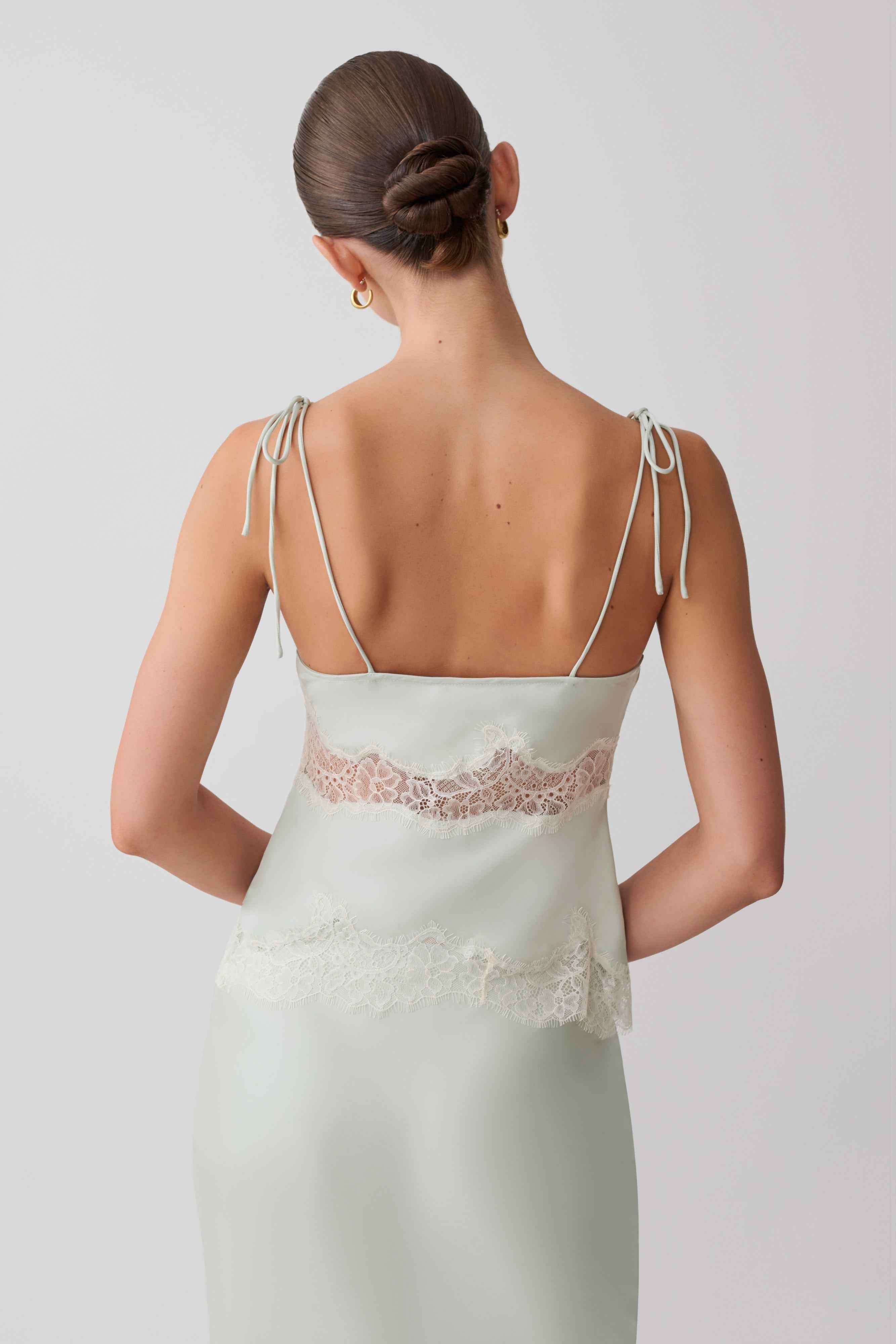 Nina Sage Satin Lace Camisole