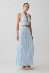 Amaris Pale Blue Gathered Maxi Skirt