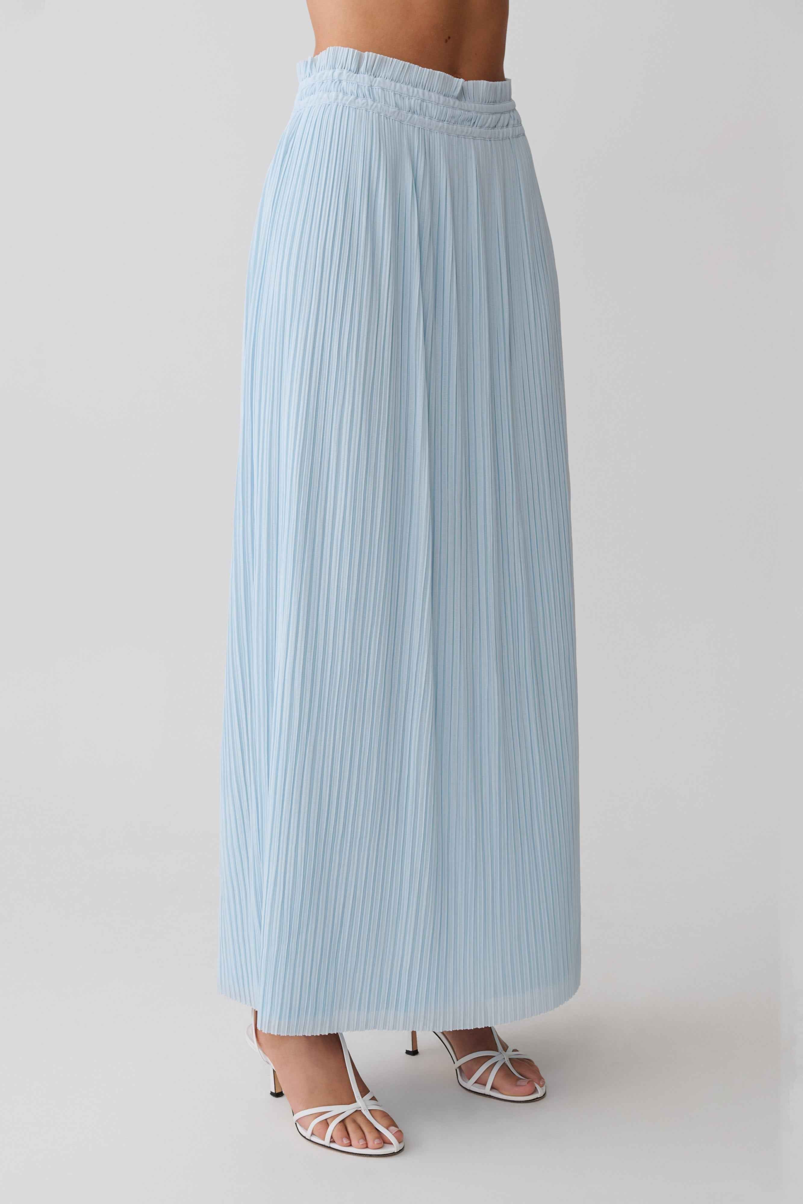 Amaris Pale Blue Gathered Maxi Skirt
