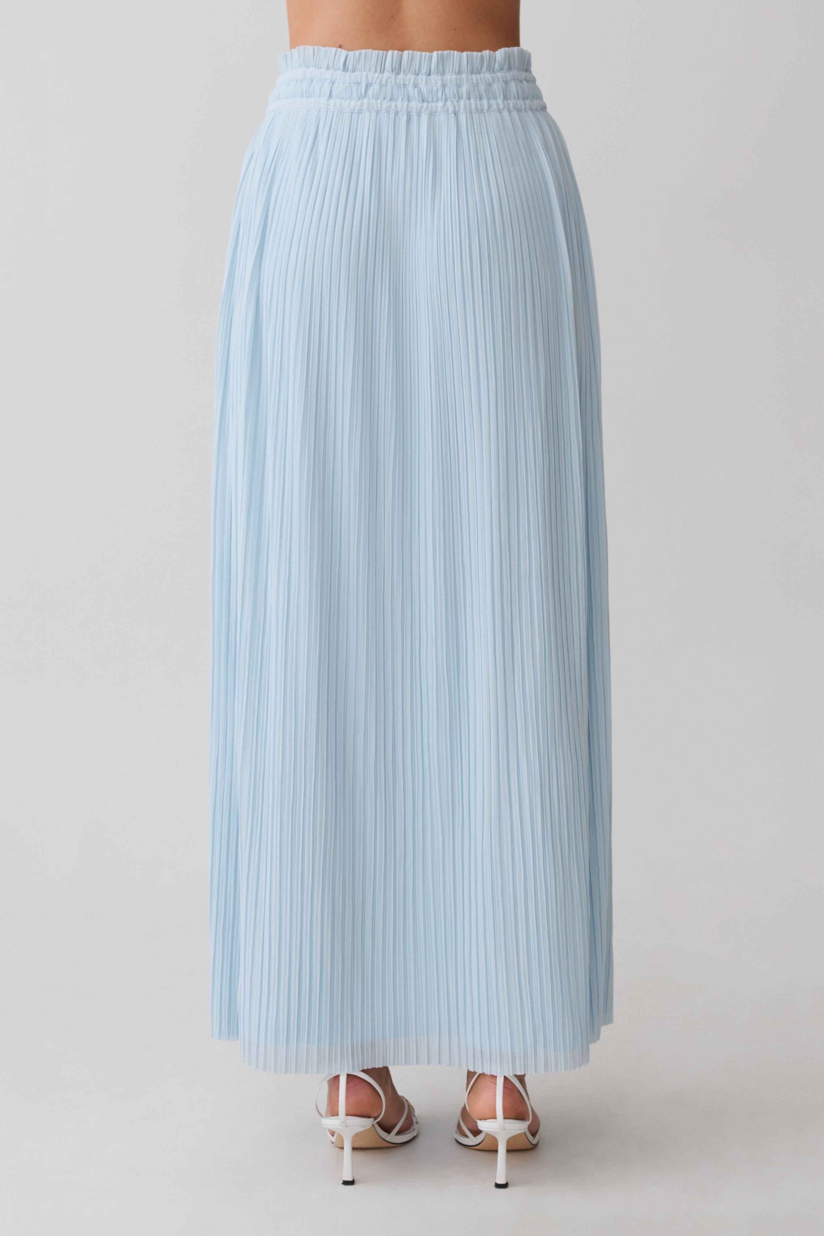 Amaris Pale Blue Gathered Maxi Skirt