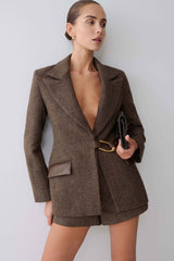 Romy Herringbone Blazer with Hardware