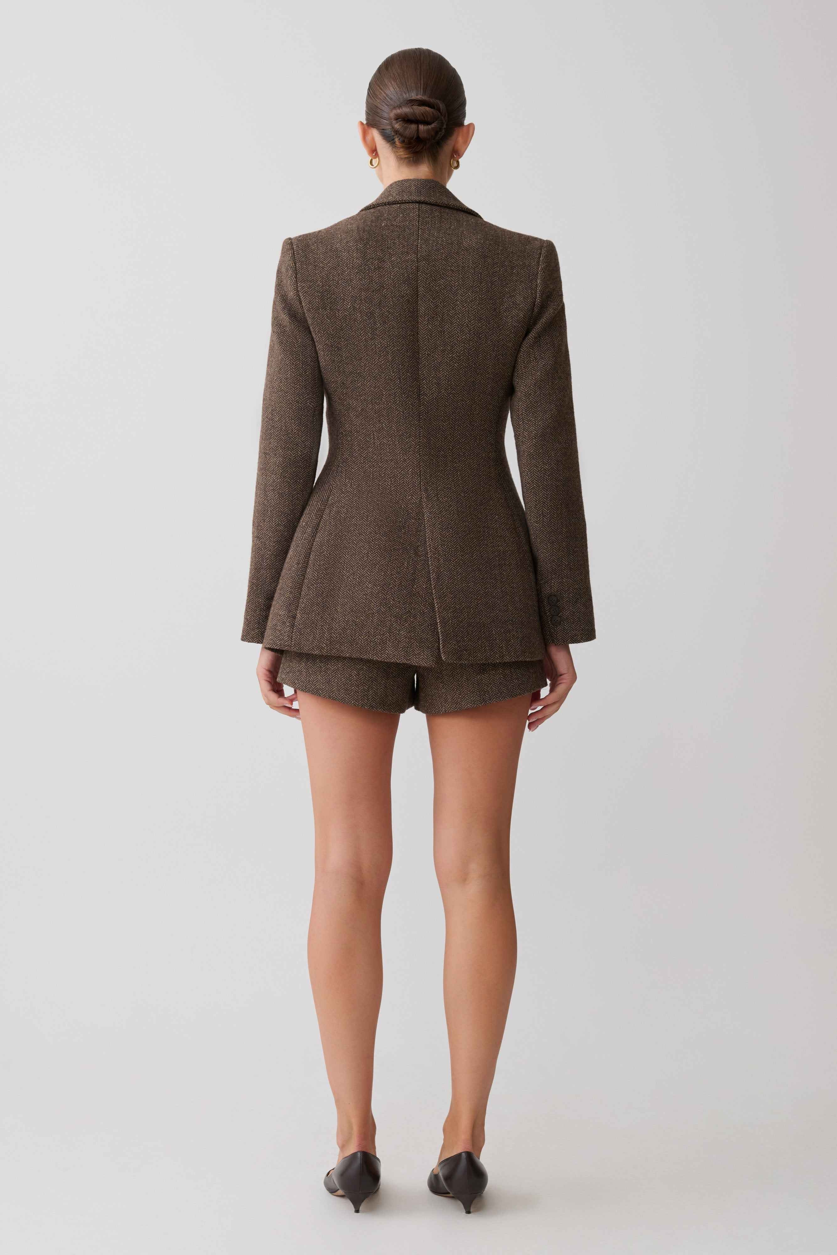 Romy Herringbone Blazer with Hardware