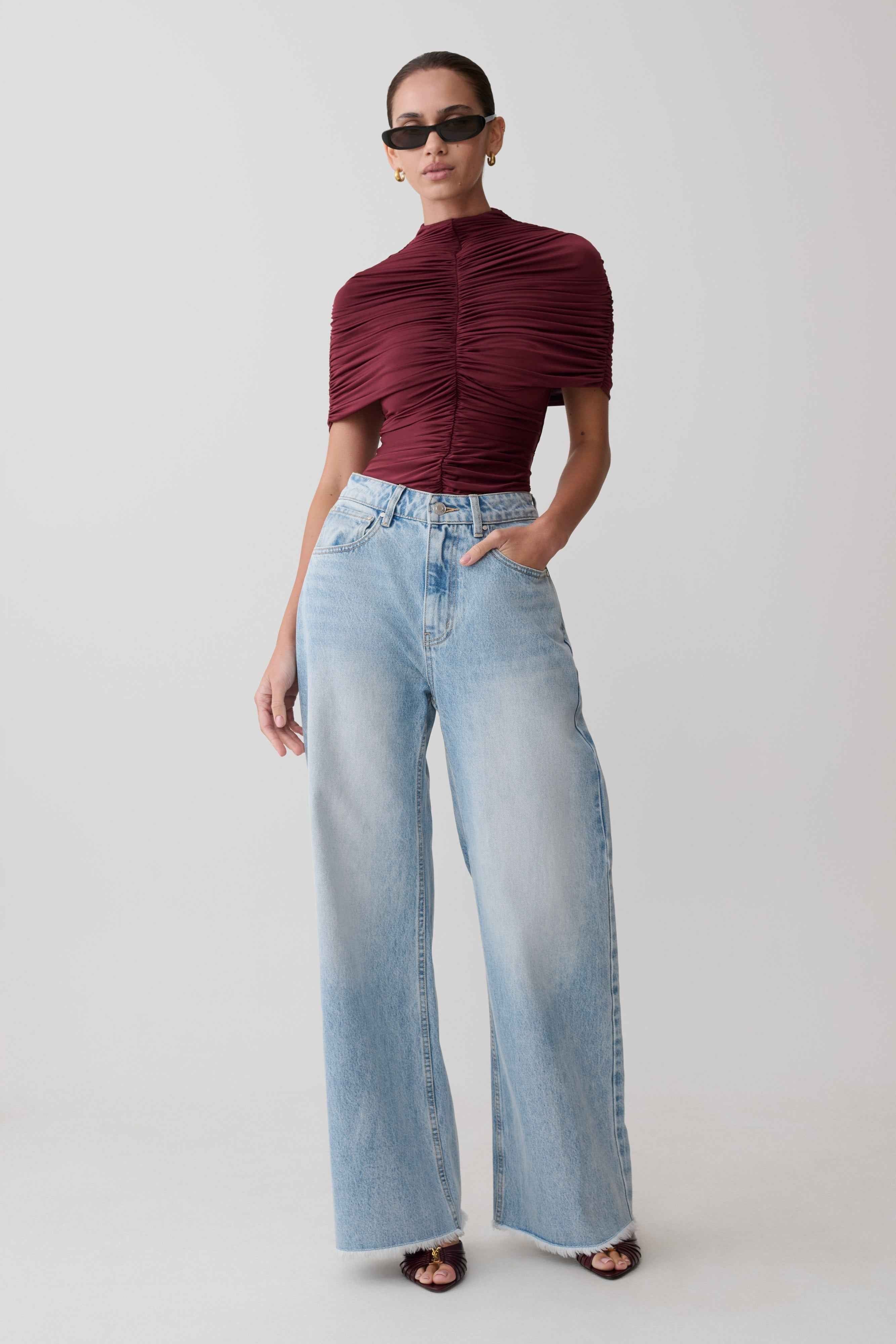 Cornelia Washed Light Blue Straight Leg Jeans