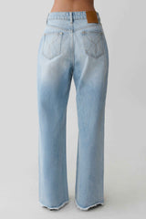 Cornelia Washed Light Blue Straight Leg Jeans