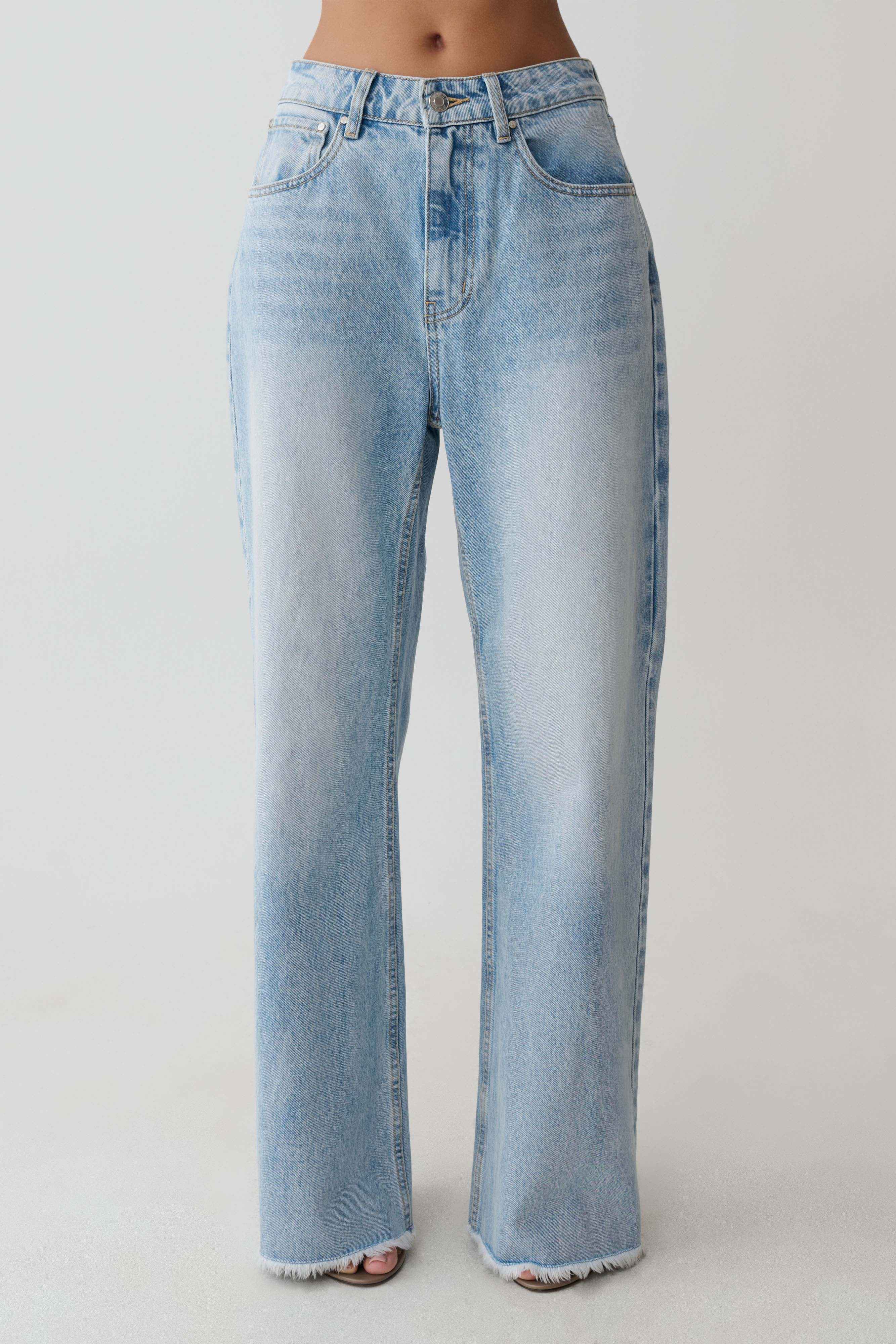 Cornelia Washed Light Blue Straight Leg Jeans