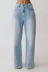Cornelia Washed Light Blue Straight Leg Jeans