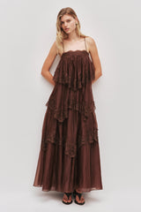 Ophelia tiered lace maxi wedding guest dress