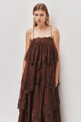 Ophelia tiered lace maxi wedding guest dress