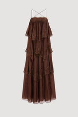Ophelia tiered lace maxi wedding guest dress
