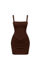 Amirah Chocolate Brown and White Mini Dress