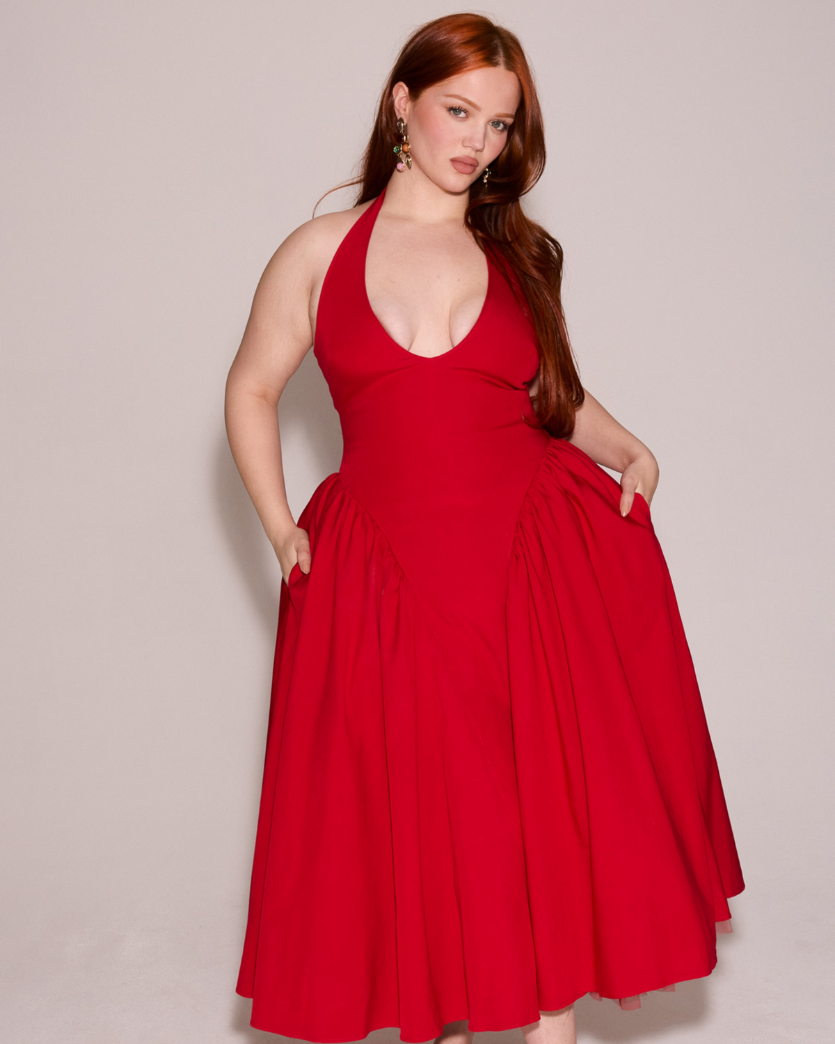 Monroe halter tulle midi summer evening dress - White