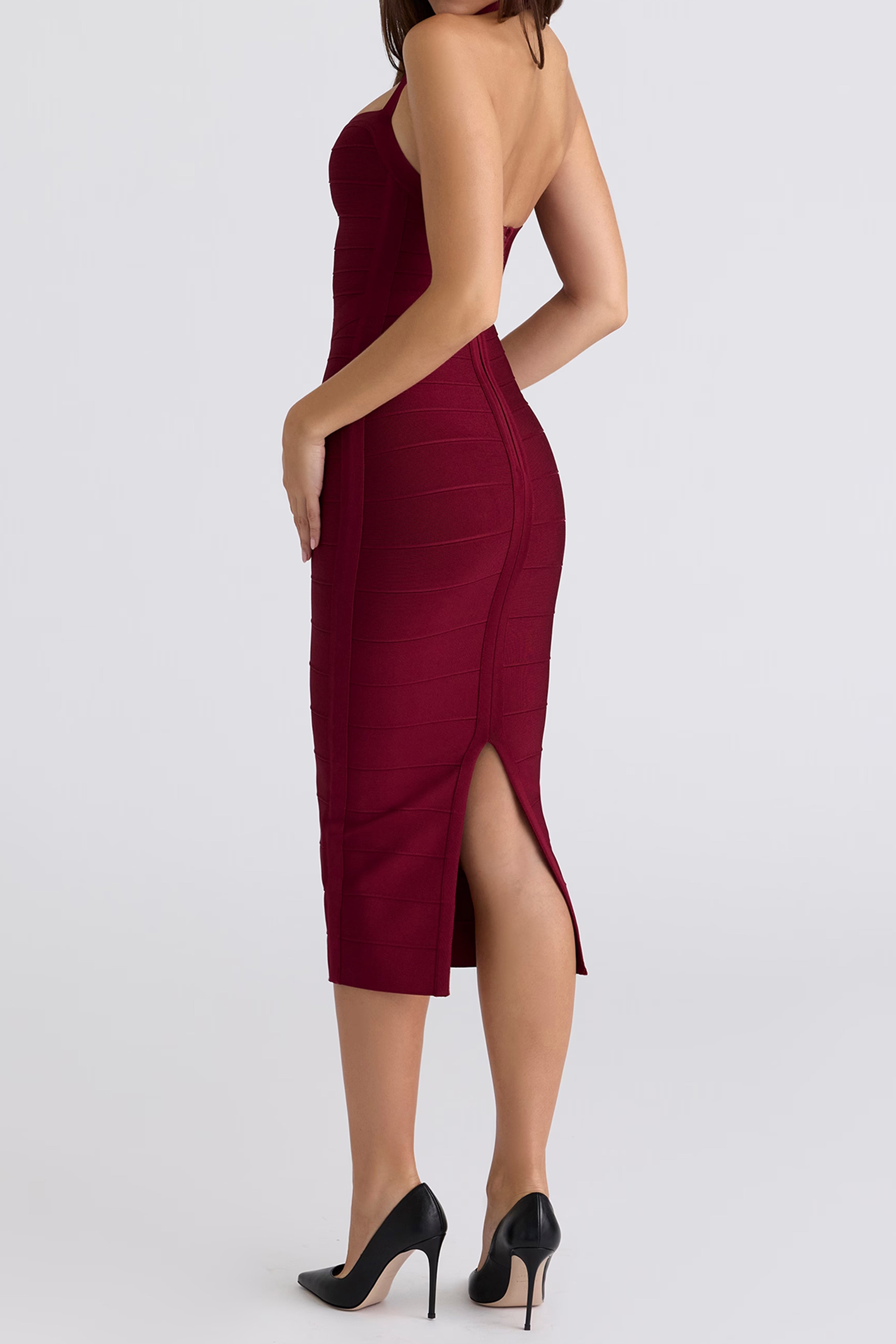 Halter Neck Bandage Midi Dress