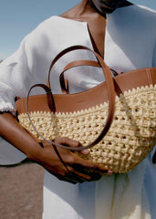 WOMEN'S SCULPTURED RAFFIA MINI SUMMER TOTE BAG