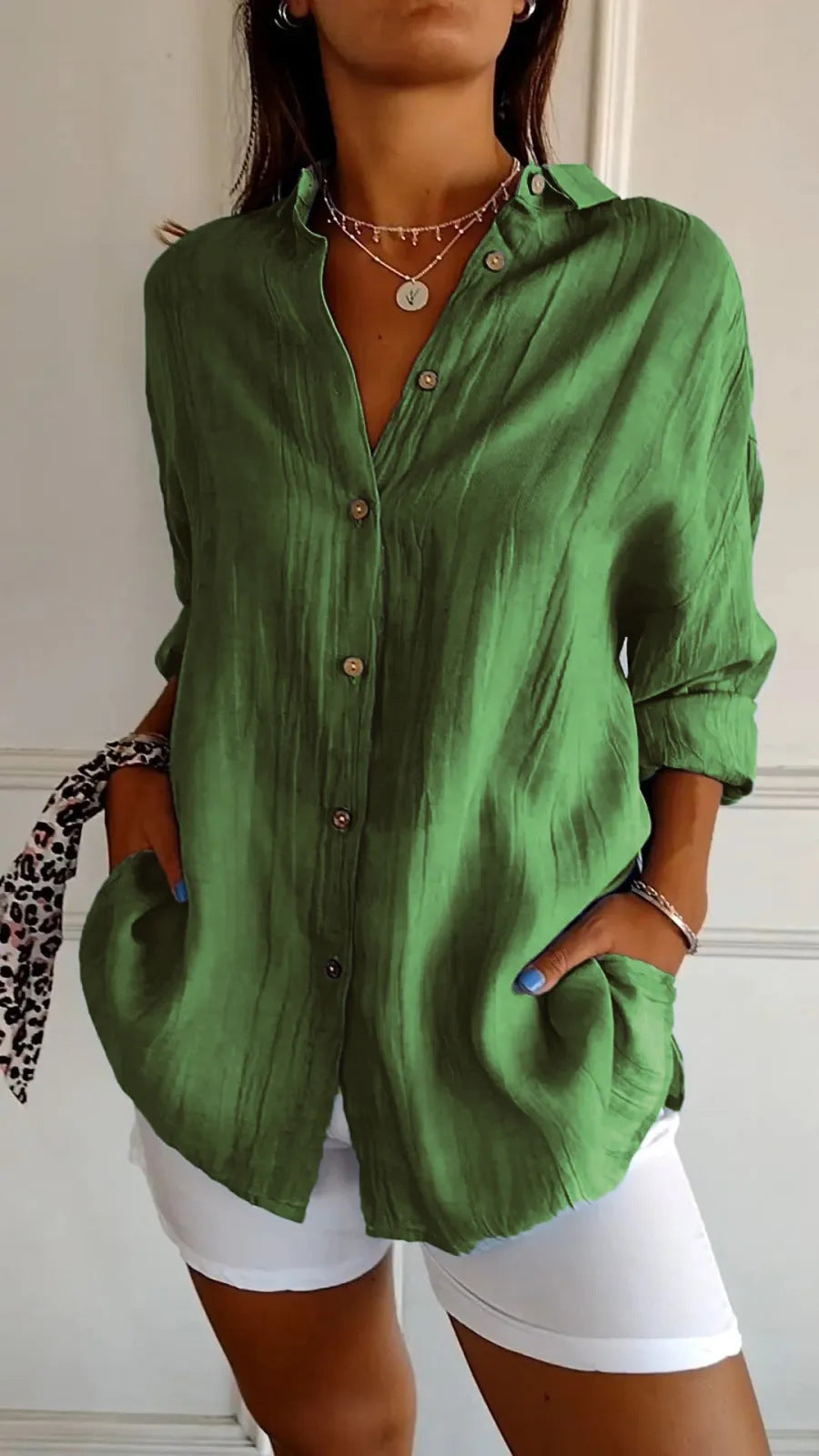 Pleated Elegant Midi Casual Shirt Dress