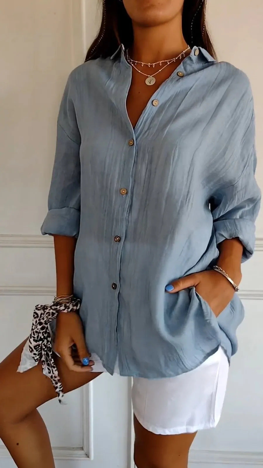 Pleated Elegant Midi Casual Shirt Dress