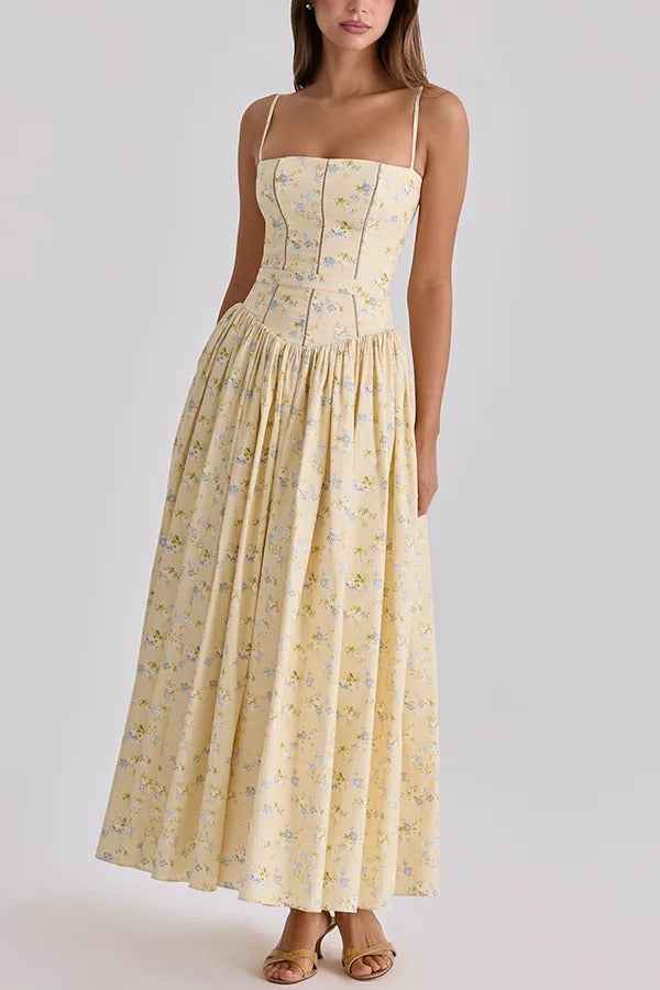 SLEEVELESS FLORAL MIDI VACATION DRESS