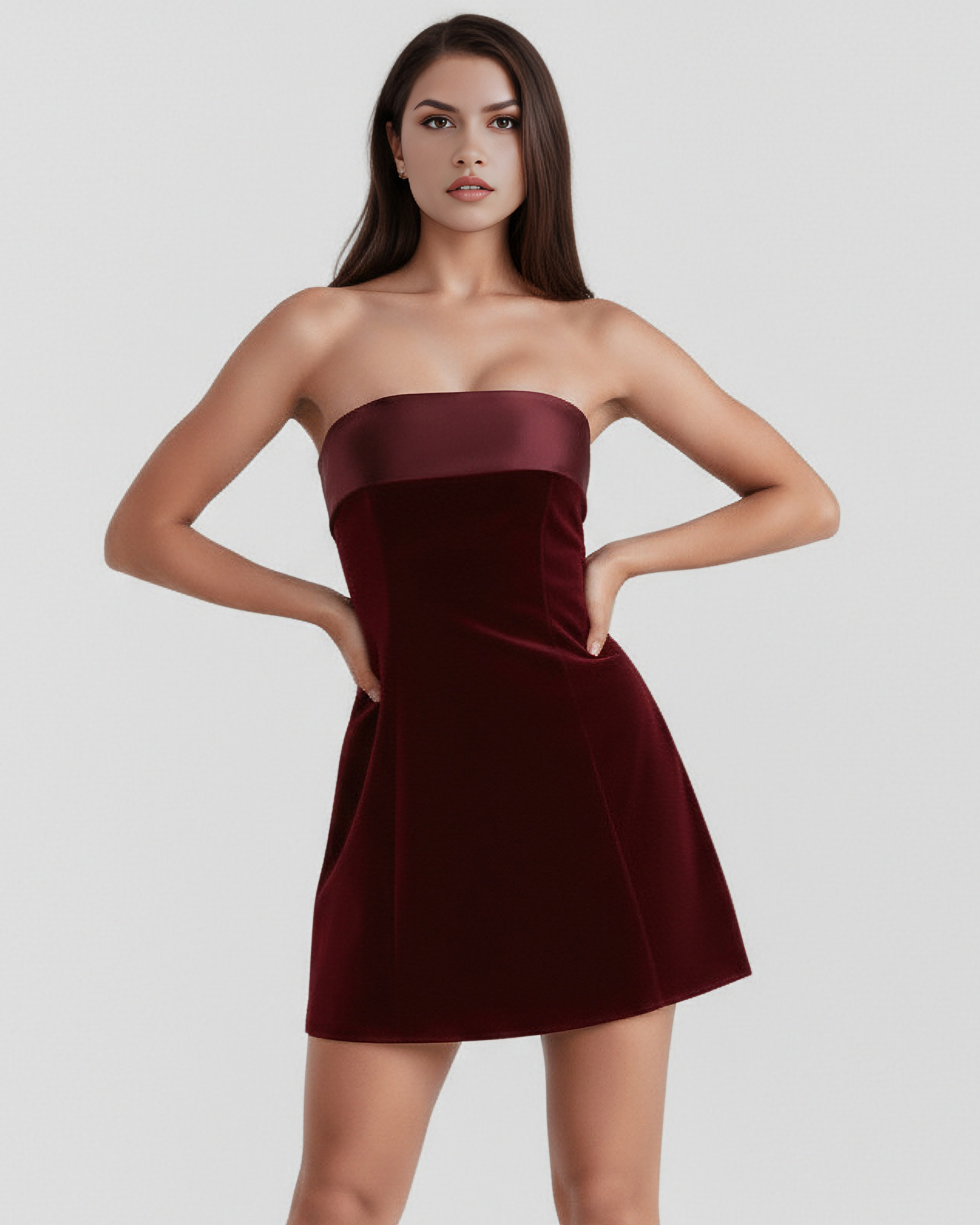 Strapless Bandeau, Satin Detail, Evening Wear