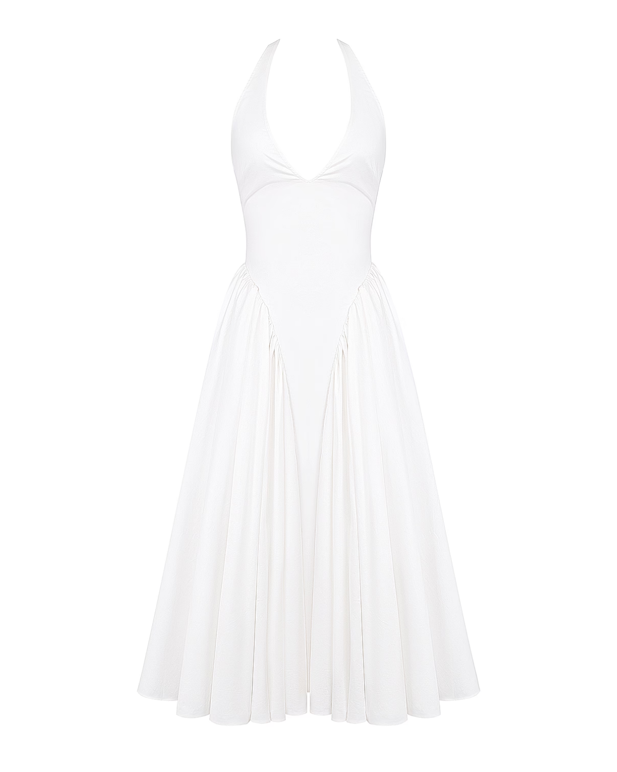 Monroe halter tulle midi summer evening dress - White