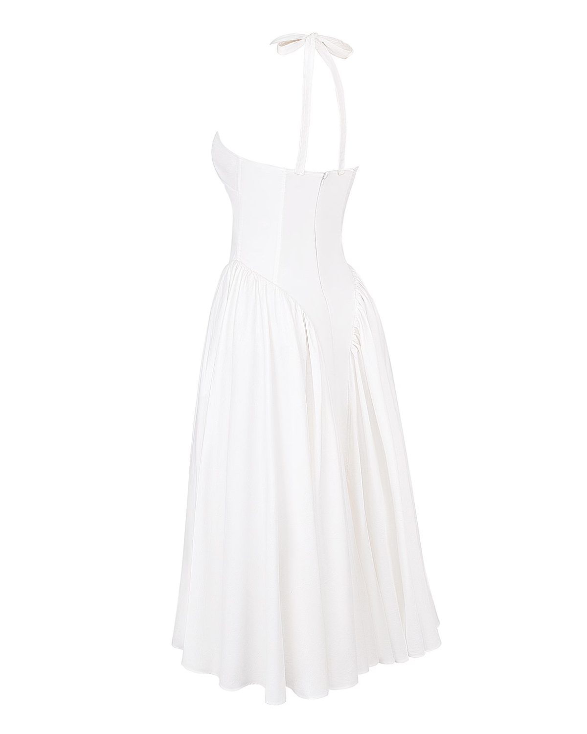 Monroe halter tulle midi summer evening dress - White