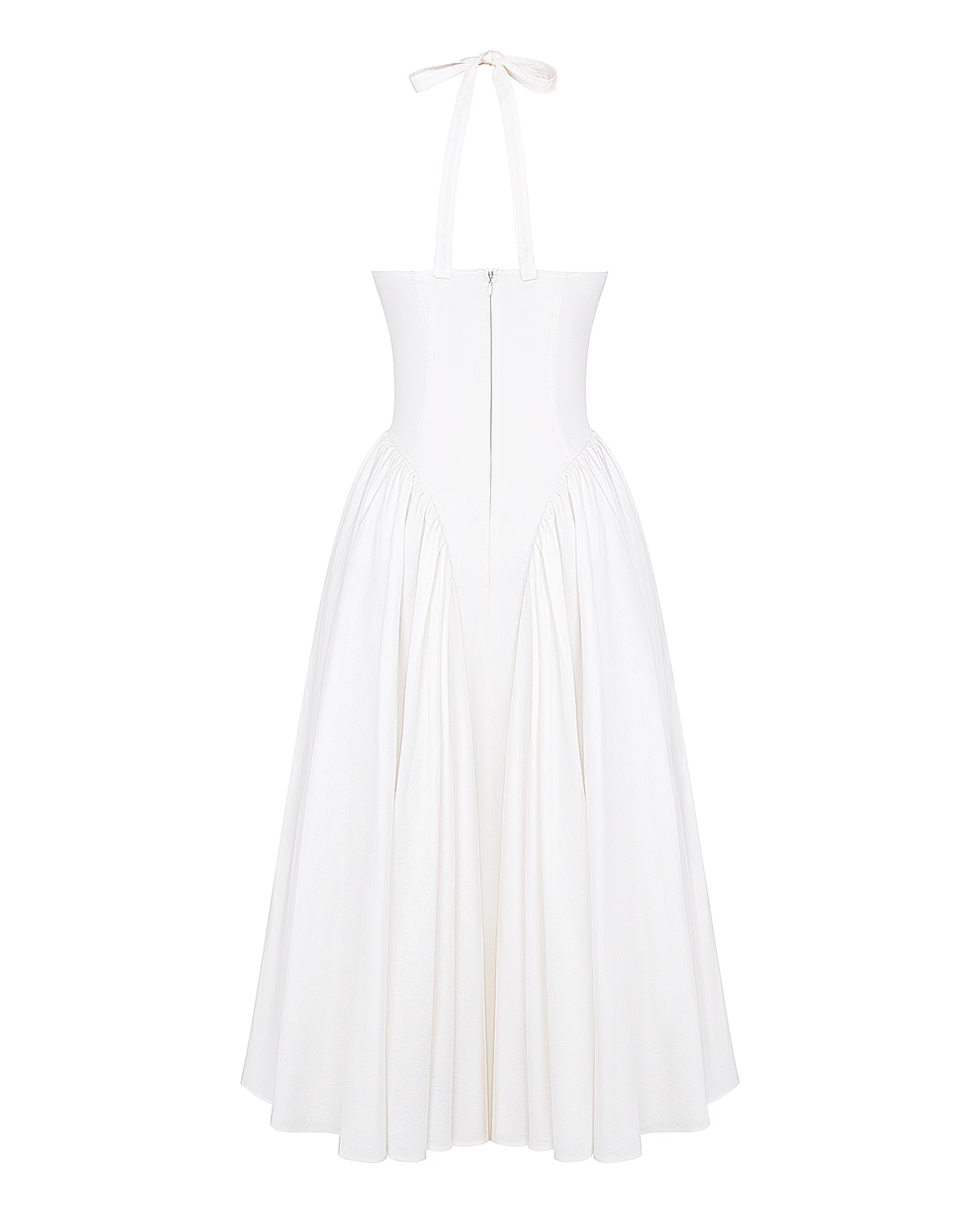 Monroe halter tulle midi summer evening dress - White