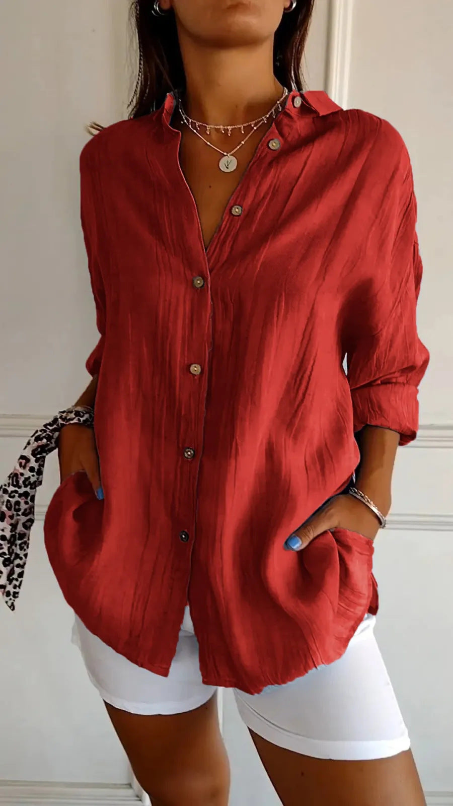 Pleated Elegant Midi Casual Shirt Dress