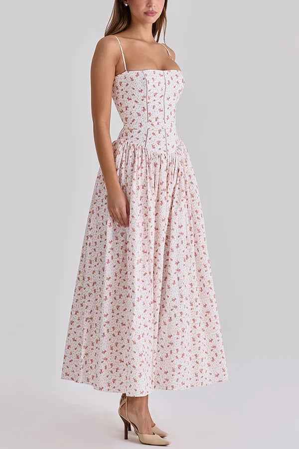 SLEEVELESS FLORAL MIDI VACATION DRESS