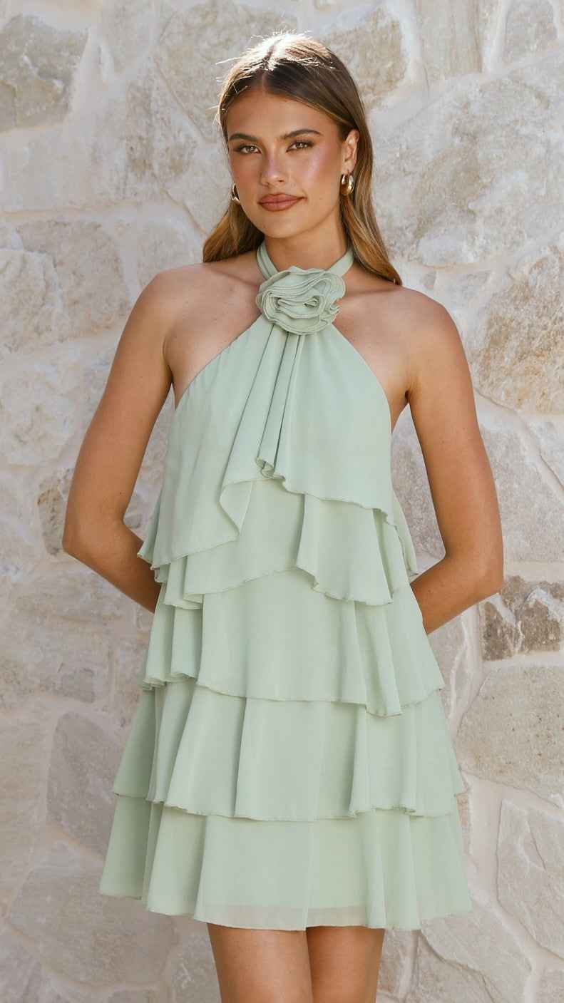 HALTER TIERED MINI PARTY SUMMER DRESS