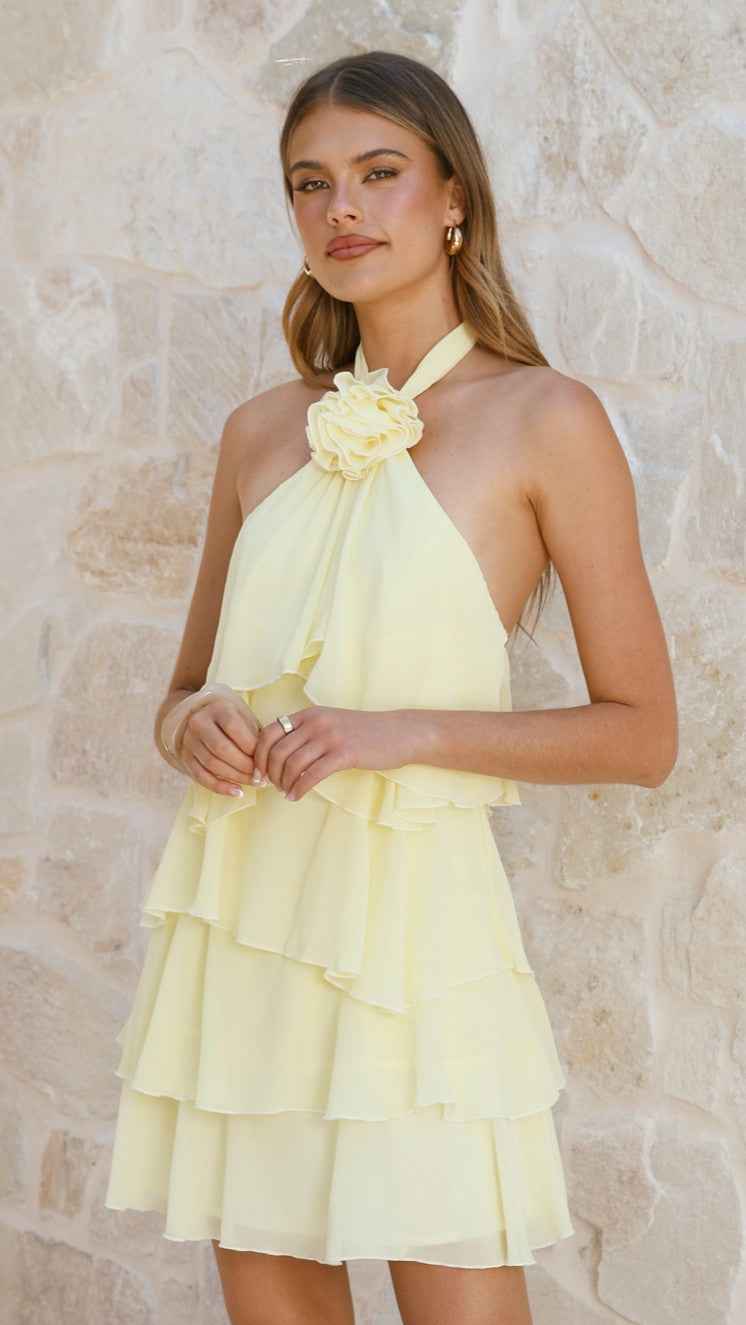 HALTER TIERED MINI PARTY SUMMER DRESS