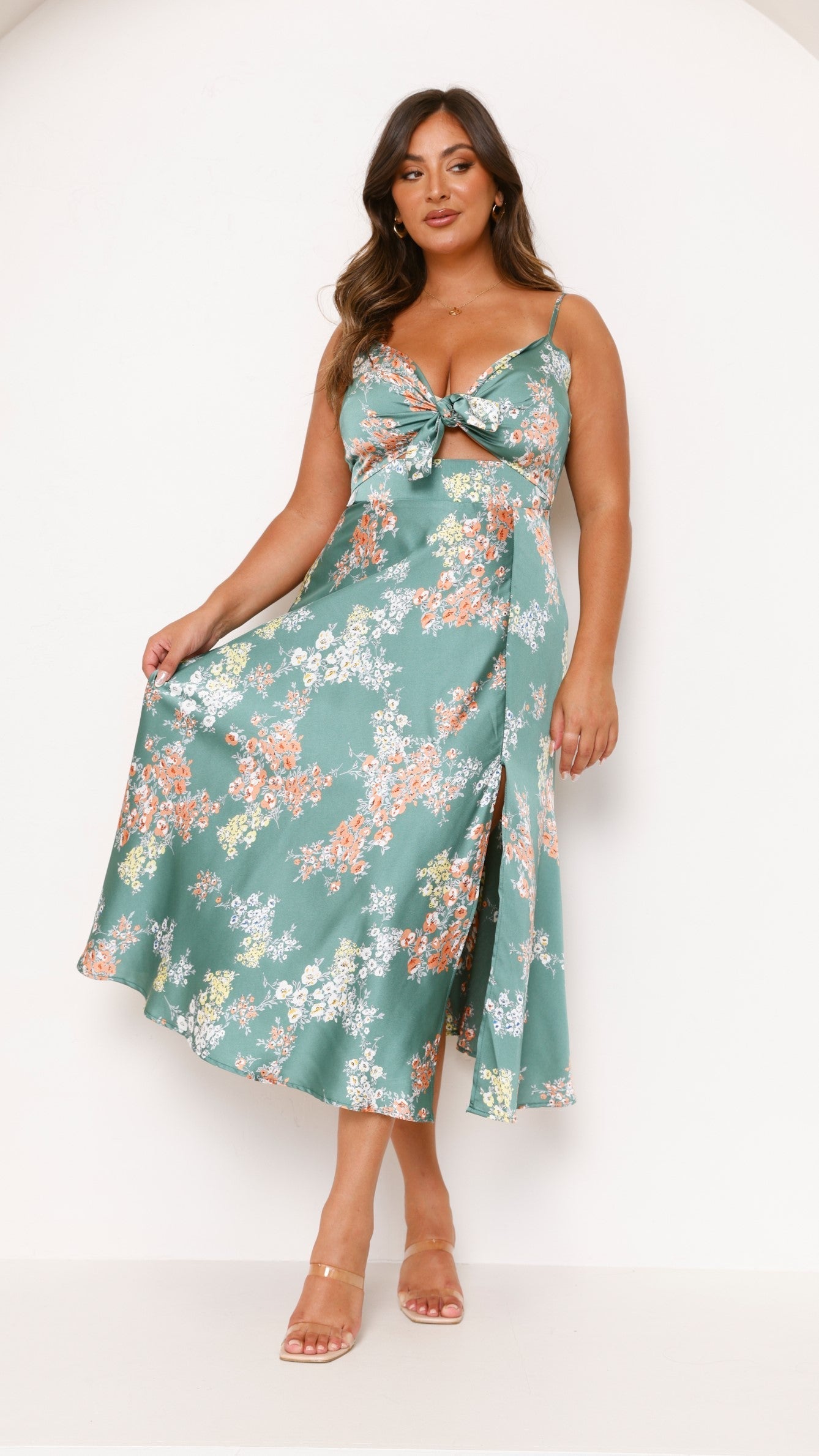 Dreamers Green Floral Midi Dress