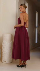 HALTER SQUARE-NECK MAXI EVENING FORMAL DRESS