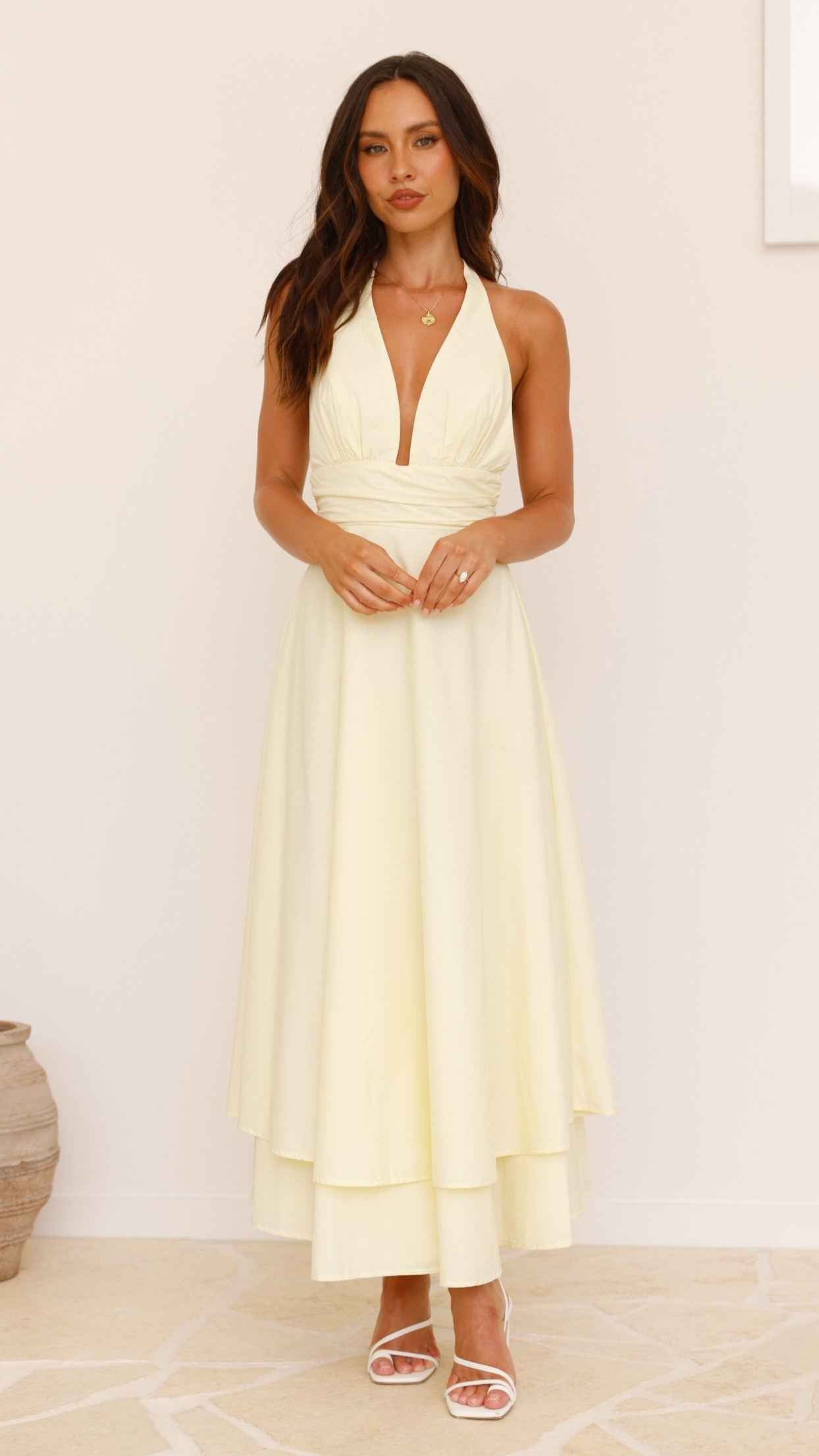 HALTER SLEEVELESS MAXI SUMMER PARTY DRESS